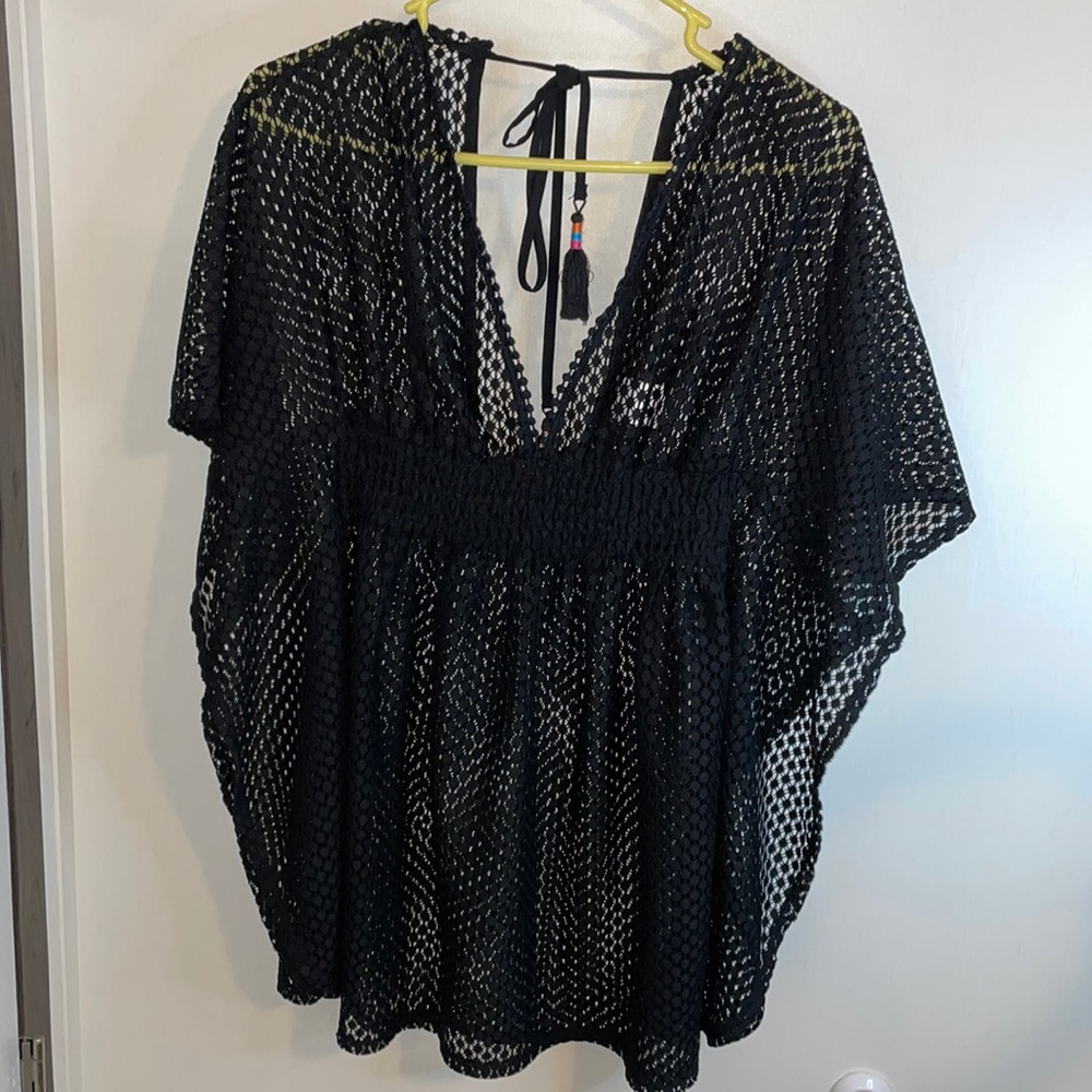 Black lace swimsuit coverup